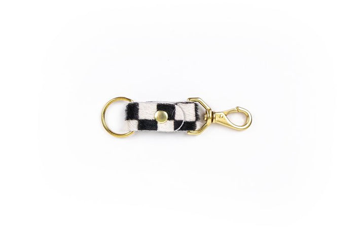 Checkered Cowhide keychain