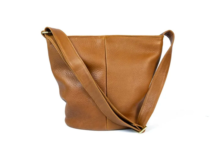 Cognac Leather Bucket Bag
