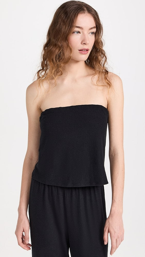 The linen tube top in black