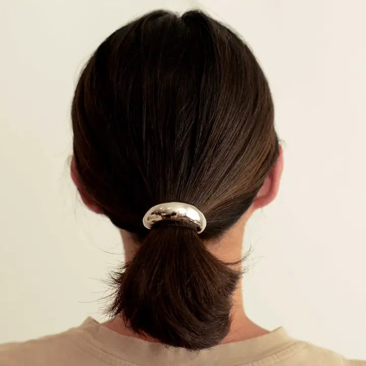 Crescent Metal Cuff Hair Tie in Silver