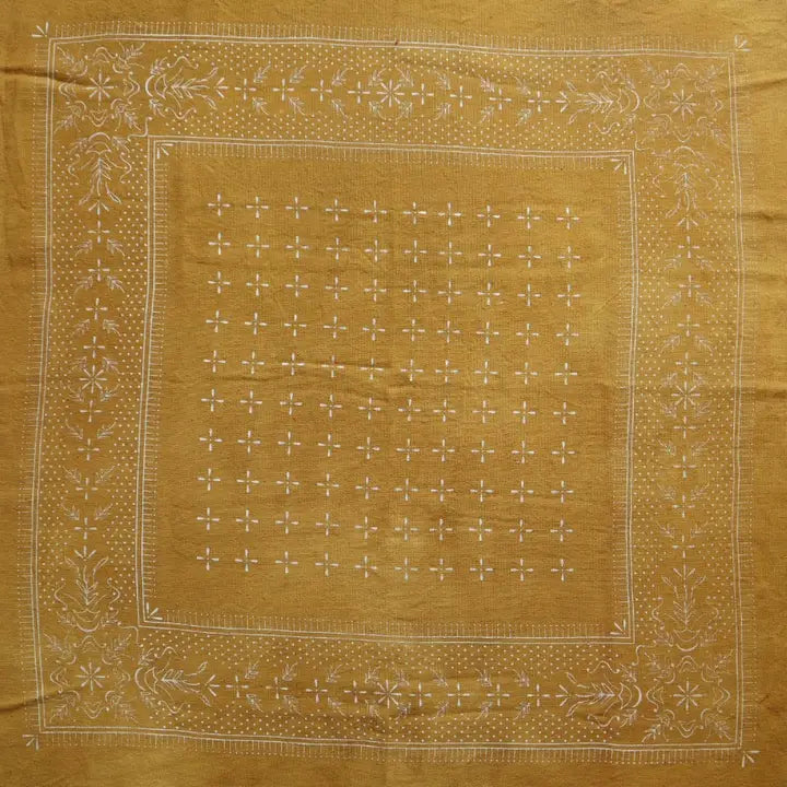 Desert Gold Raw Silk Dyed Bandana - white ink