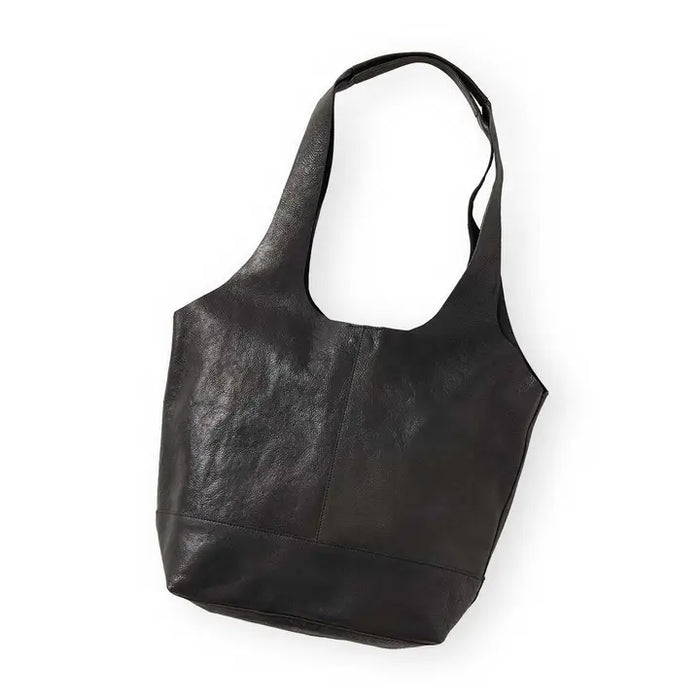 Black large leather slouch hobo