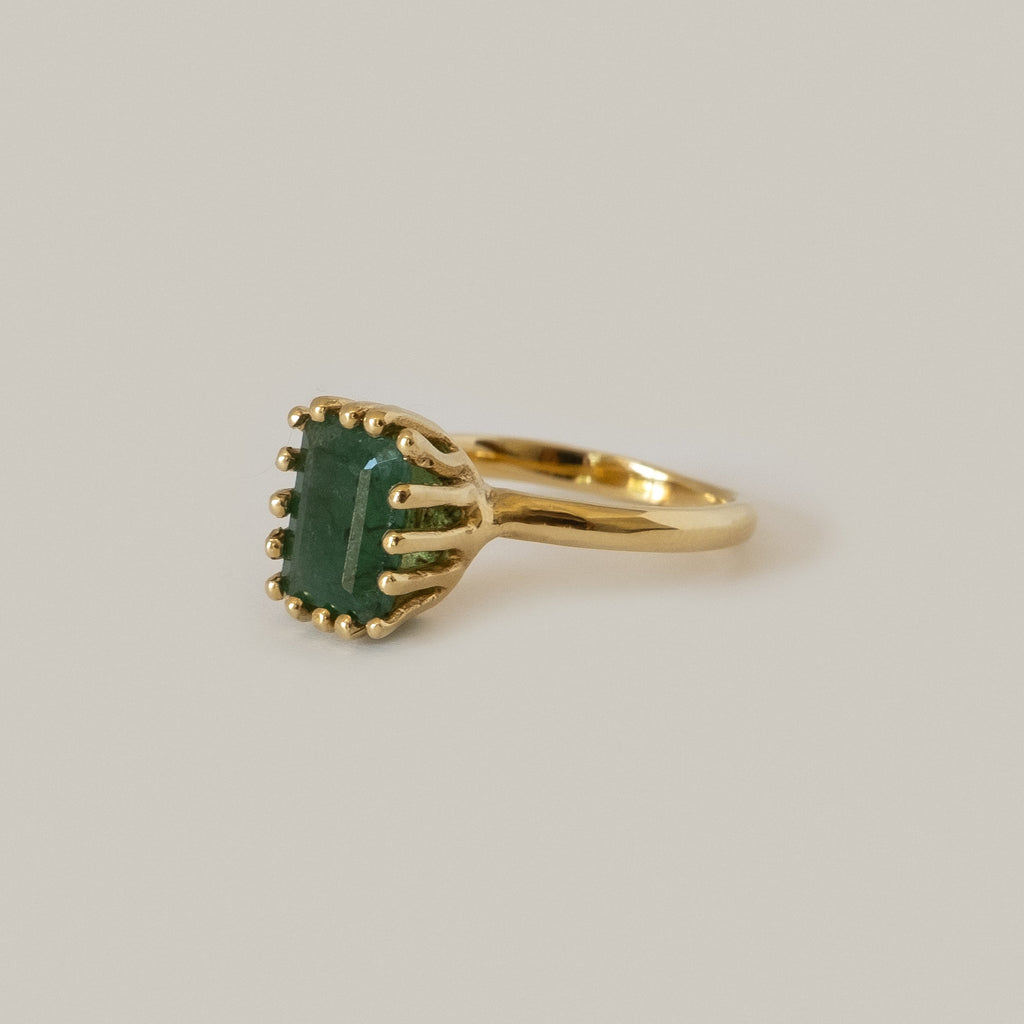 Ramona Ring in Raw Emerald