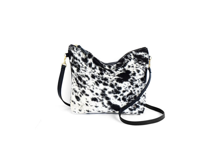 Salt + Pepper Cowhide Mini Hobo