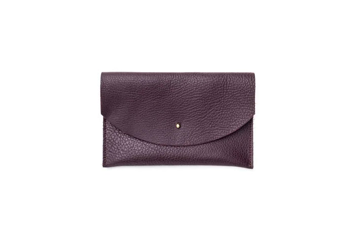 PLUM LEATHER ENVELOPE POUCH
