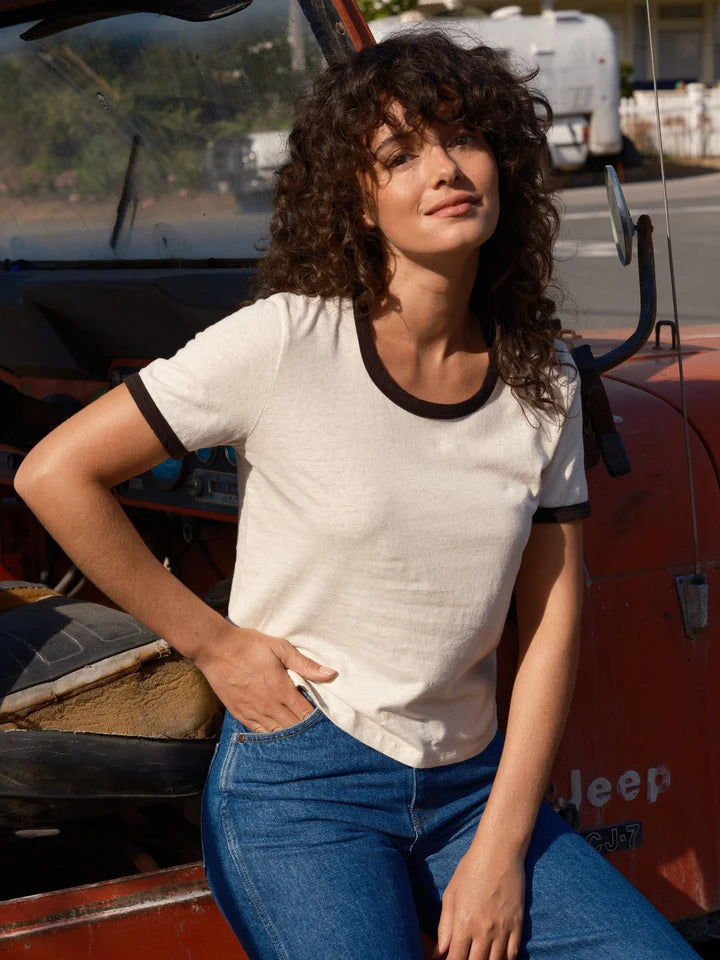 Ringer tee in ecru