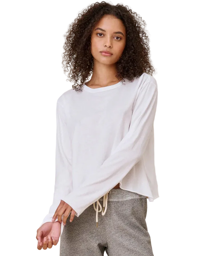 Long Sleeve Crop Tee in True White