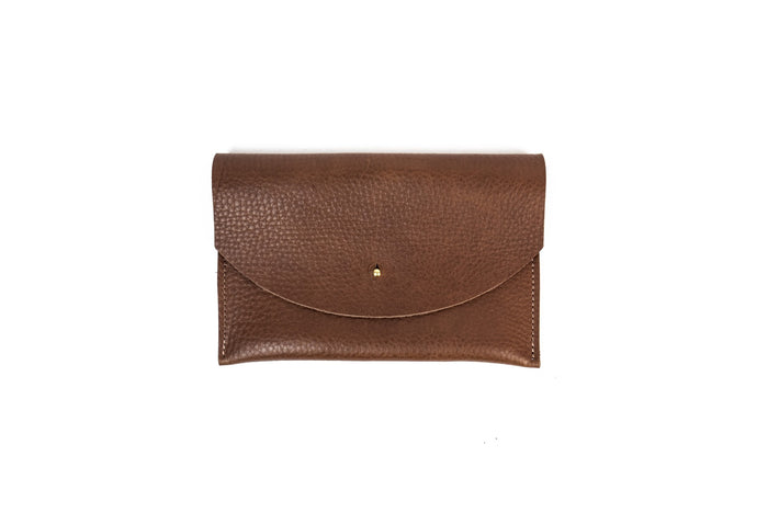 CHOCOLATE LEATHER ENVELOPE POUCH
