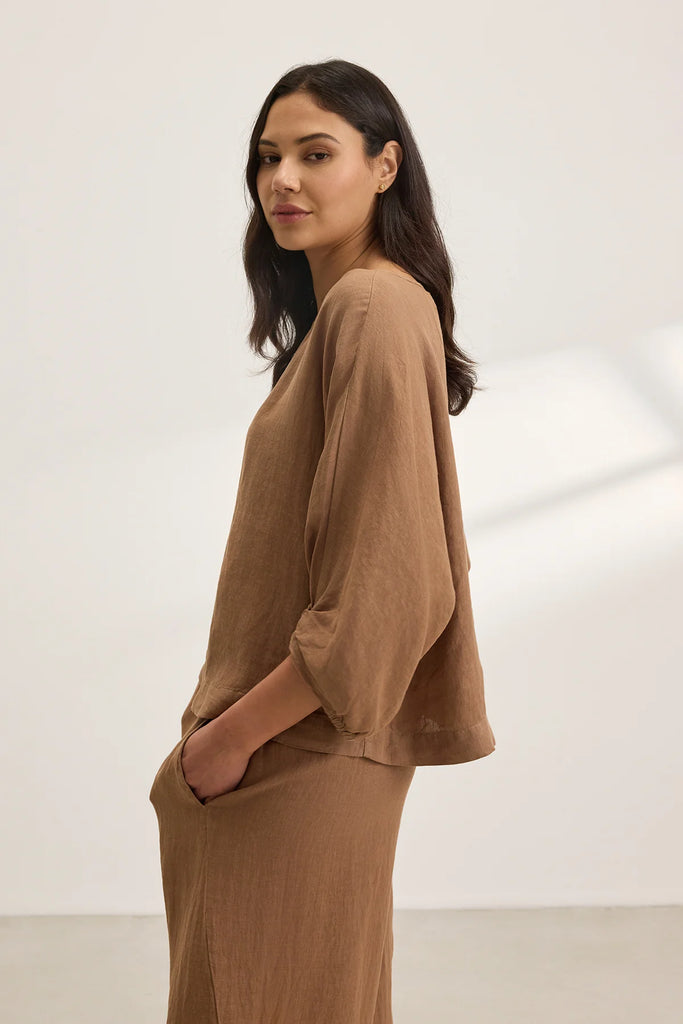 Linen CASS top in bark