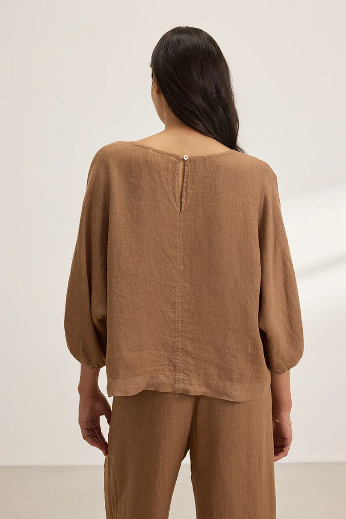 Linen CASS top in bark