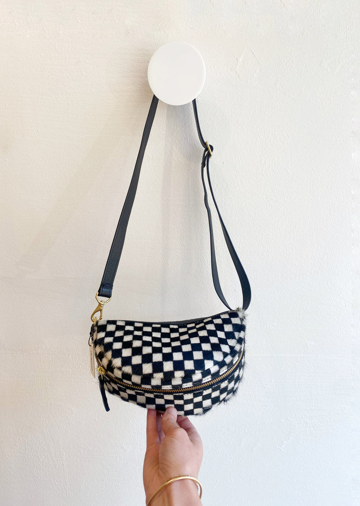 Checkered Cowhide Bum Bag