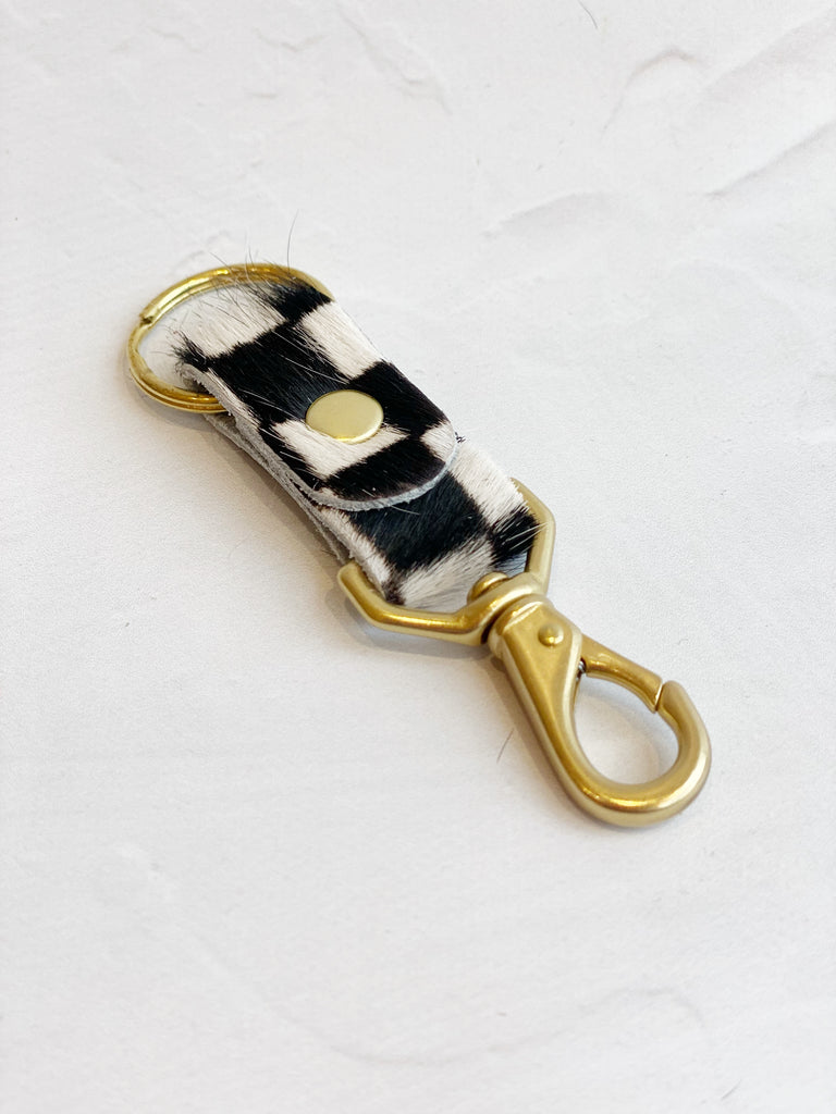 Checkered Cowhide keychain