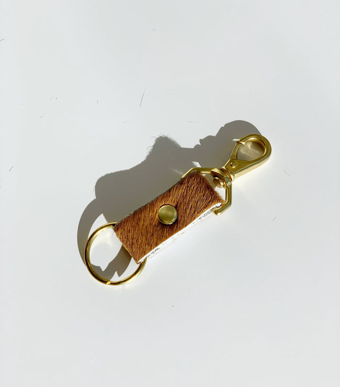 Tan Speckled Cowhide Keychain