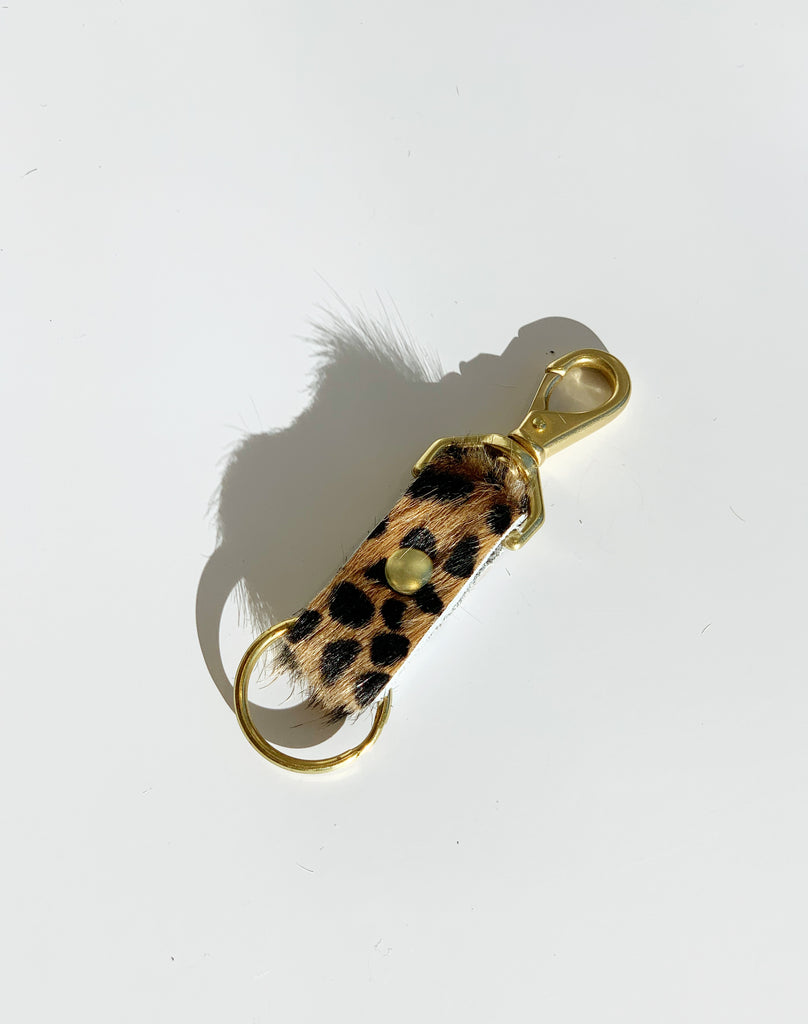 Tan Tiny Spotted Cowhide Keychain
